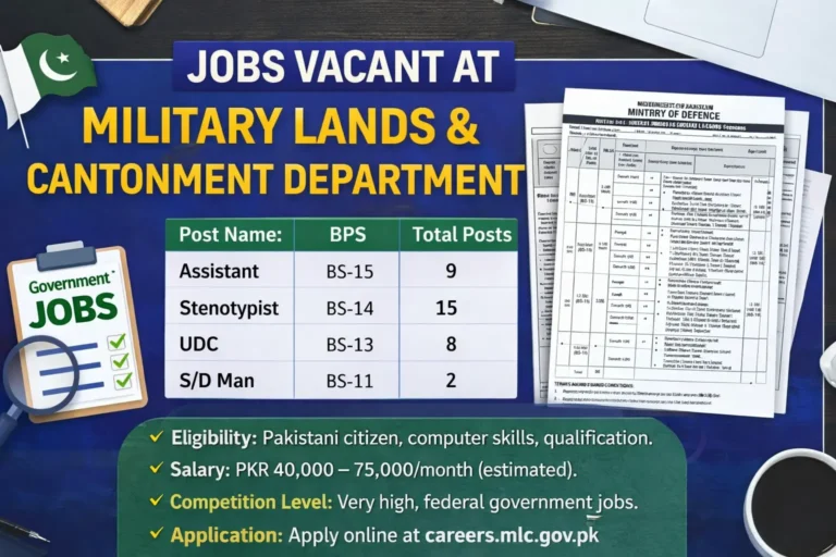 Jobs Vacant at Military Lands and Cantonment Department (MLC)