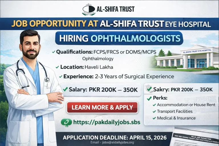 Job Opportunity at Al-Shifa Trust Eye Hospital